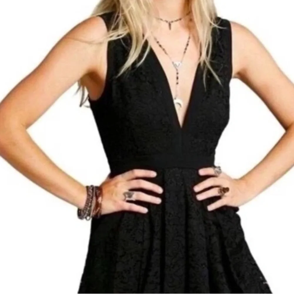 EUC Free People Lovely in Lace Dress Black Size XS
